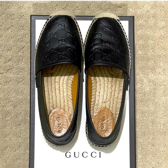 Gucci Black Double G Espadrilles size 8/ 38EU - Picture 1 of 6